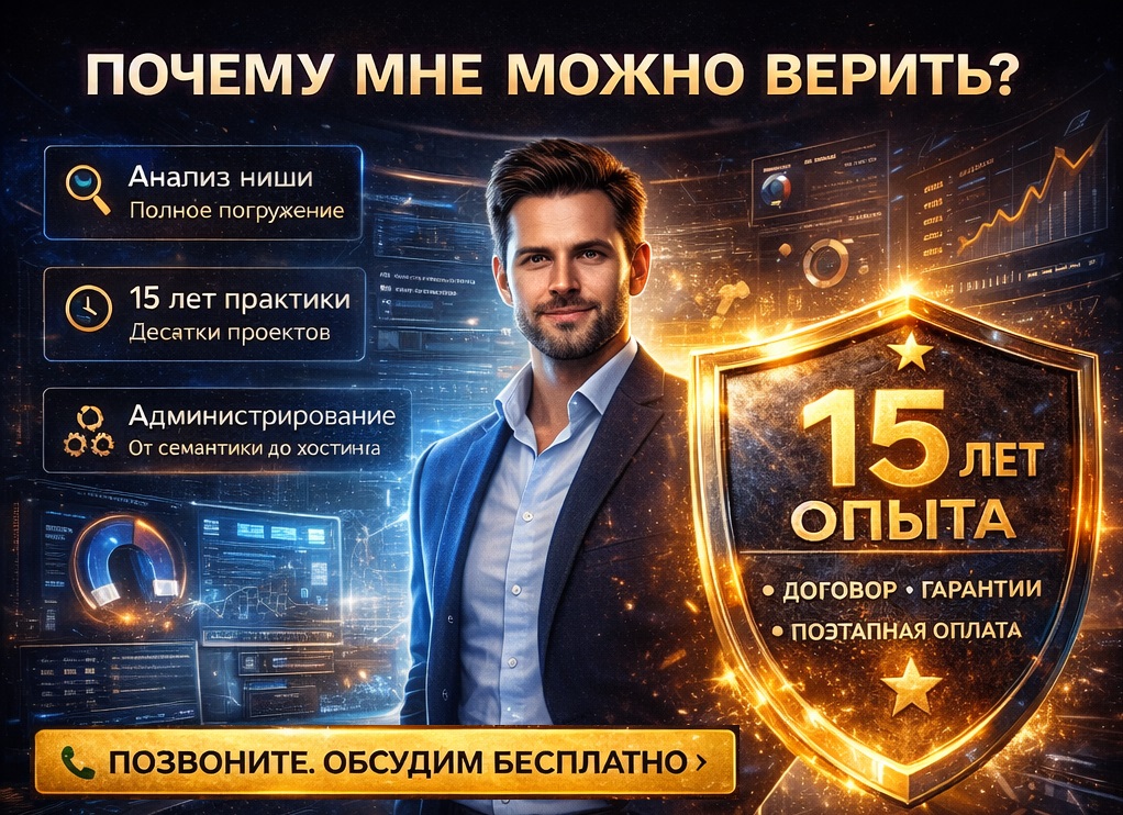 Почему мне можно верить? 15 лет опыта, договор, гарантии